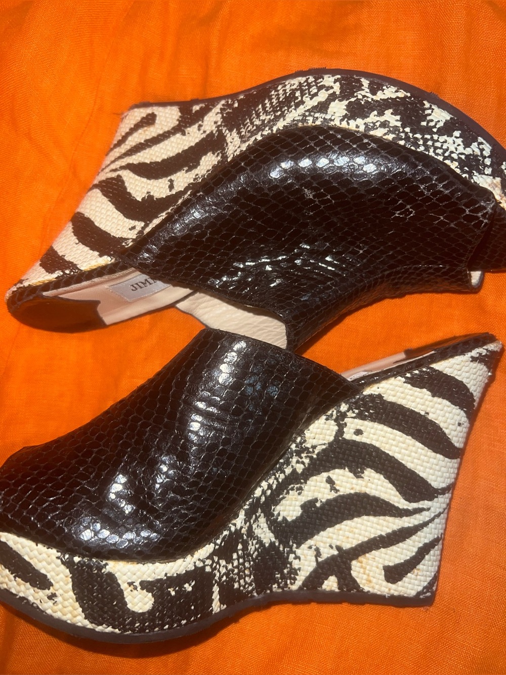 Jimmy Choo snakeskin Zebra Wedge Heel